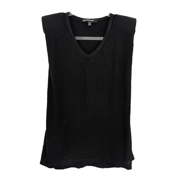 BLANKNYC Sleeveless Padded Shoulder Tee S Black T-Shirt Top Relaxed Fit NWT B33 - Picture 2 of 7